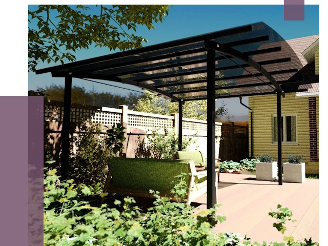 Навесы для террасы в Ирбите от 14016 руб. под ключ | ПРОЛЁТ-Рбт