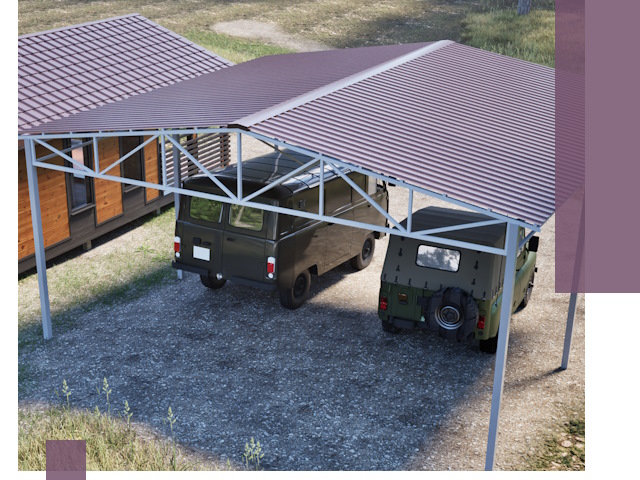 Двускатные навесы под ключ в Ирбите — изготовление и монтаж